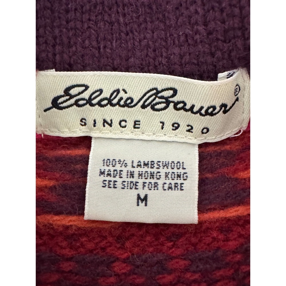 Vintage Eddie Bauer Fair Isle Sweater Women's Med Purple/Red - Picture 5 of 7